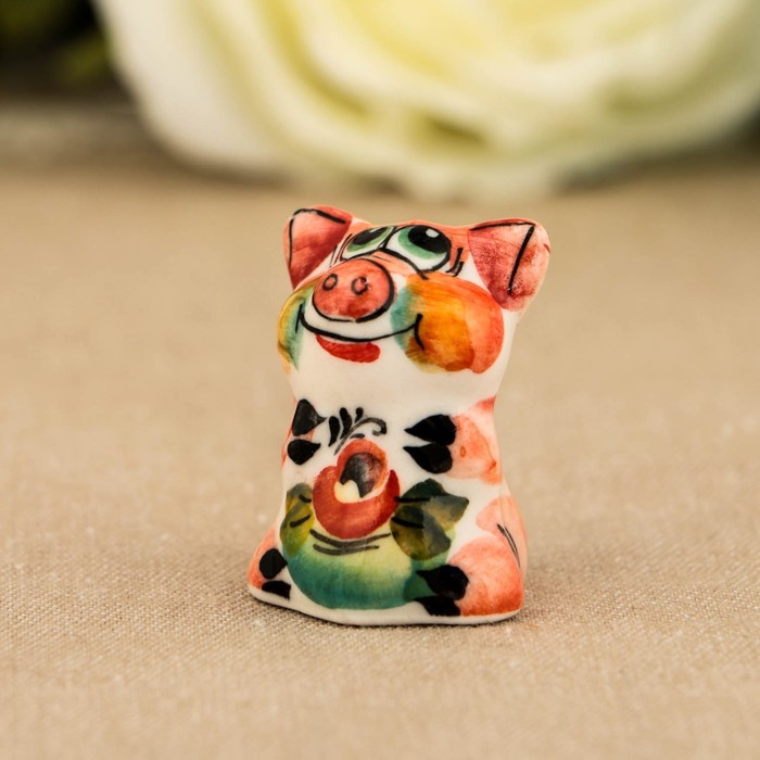 Сувенир «Поросёнок Малютка», 3 см, гжель, цвет