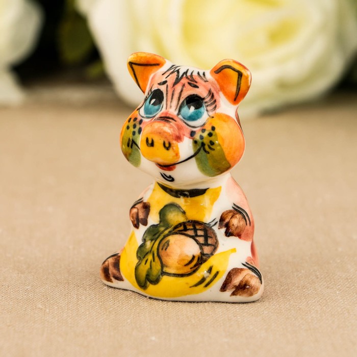 Сувенир «Поросёнок Хрю», 6 см, гжель, цвет