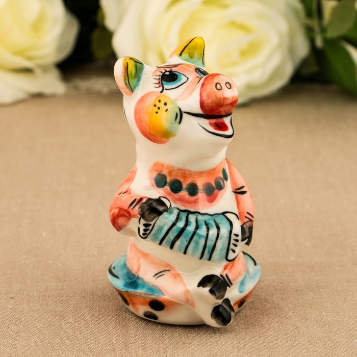 Сувенир «Свинка Розочка», 10 см, гжель, цвет