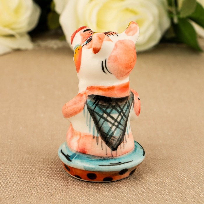 Сувенир «Свинка Розочка», 10 см, гжель, цвет