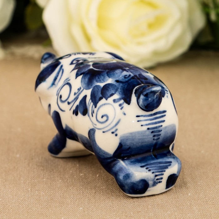 Сувенир «Поросёнок Рулька», 6 см, гжель