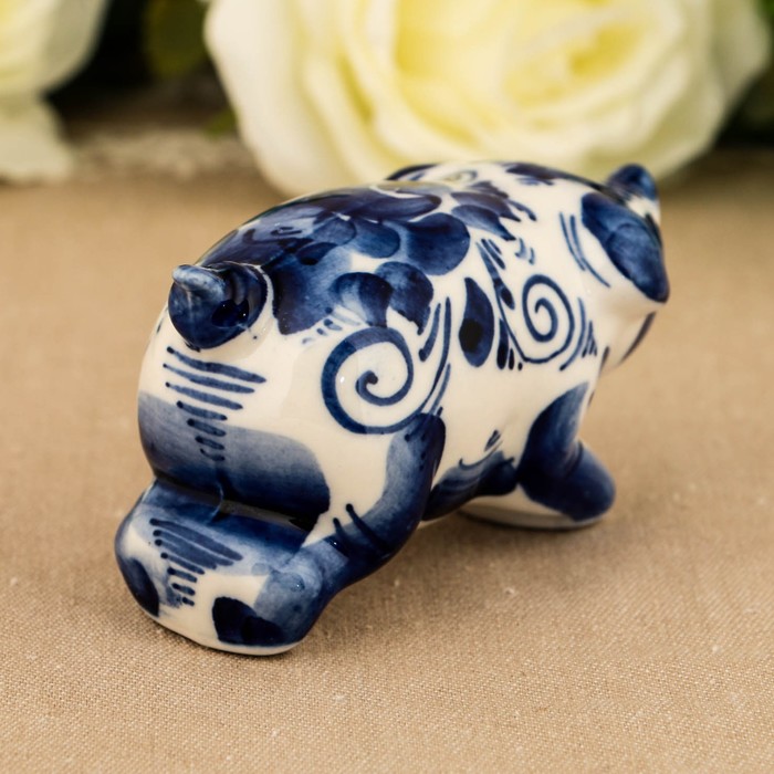 Сувенир «Поросёнок Рулька», 6 см, гжель