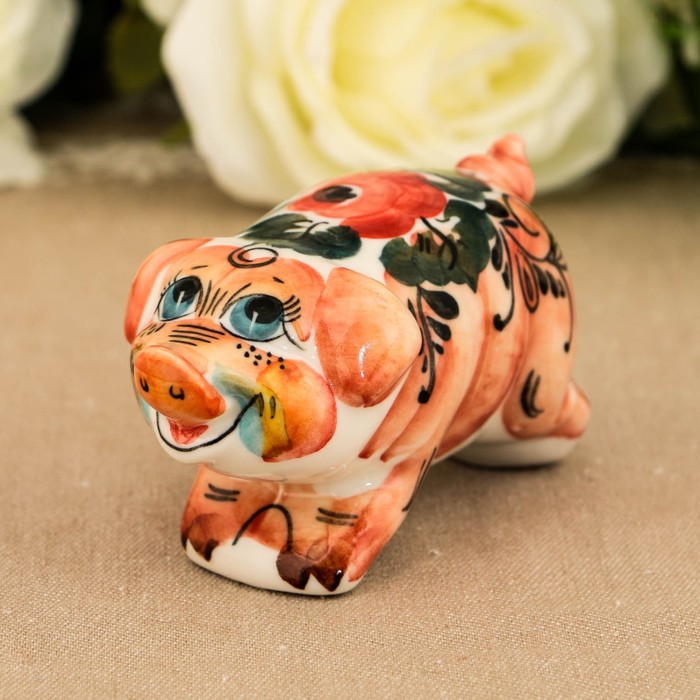 Сувенир «Поросёнок Рулька», 6 см, гжель, цвет