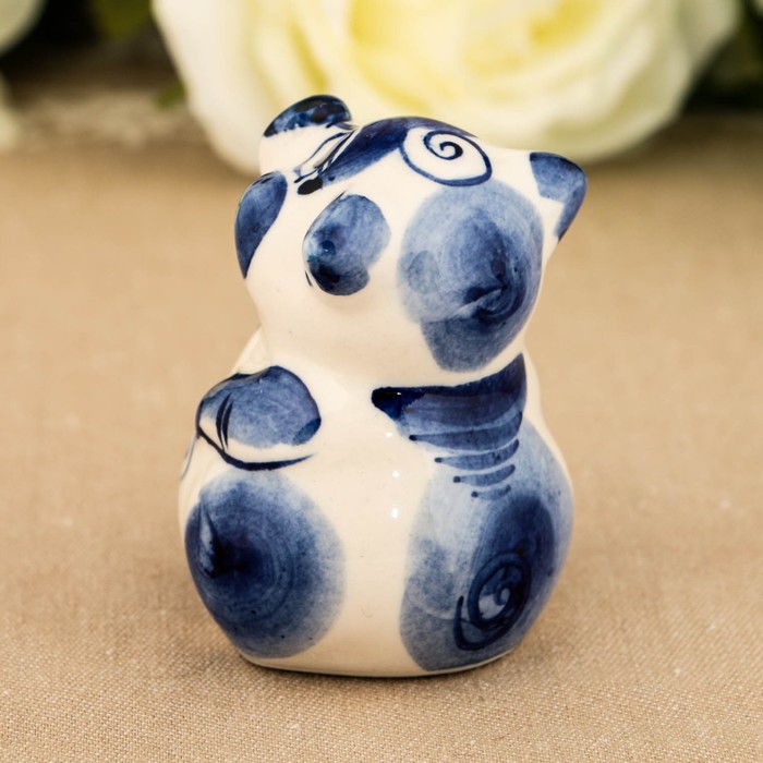Сувенир «Поросёнок Обжора», 7 см, гжель
