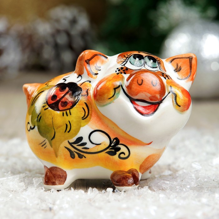 Сувенир «Свинка Фани», 7 см, гжель, цвет