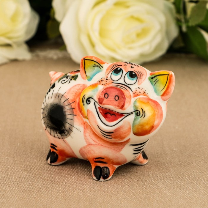 Сувенир «Свинка Фани», 7 см, гжель, цвет