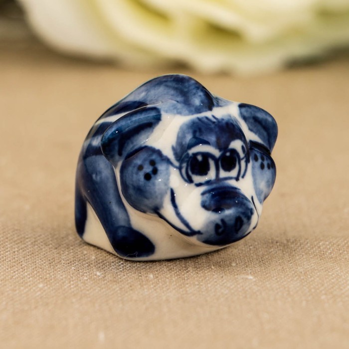 Сувенир «Кабан Малыш», 3 см, гжель