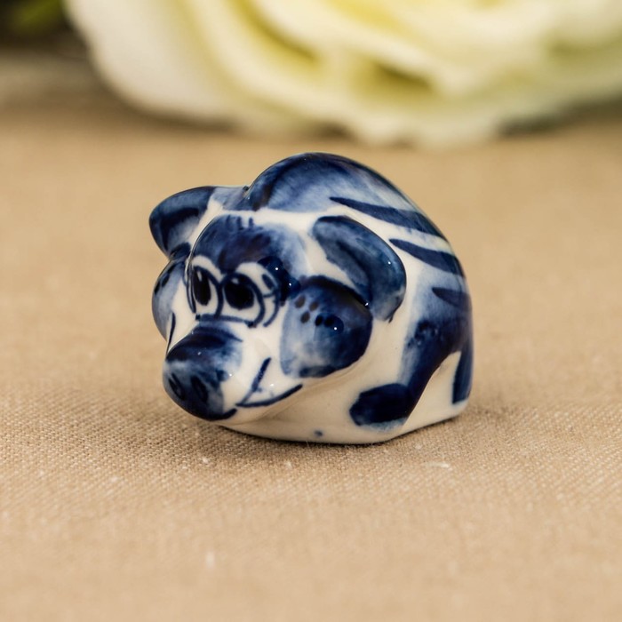 Сувенир «Кабан Малыш», 3 см, гжель