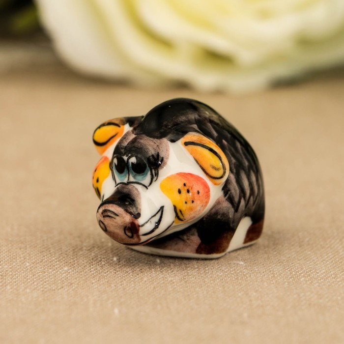 Сувенир «Кабан Малыш», 3 см, гжель, цвет