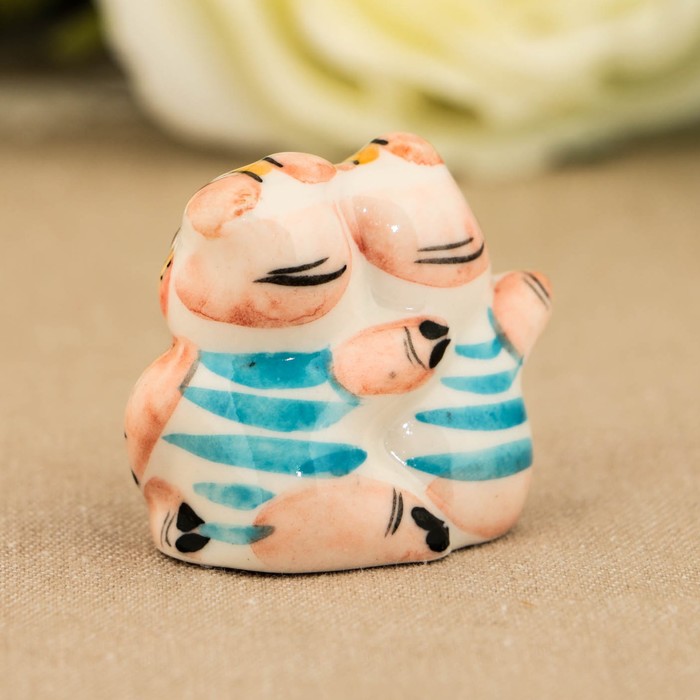 Сувенир «Два поросёнка», 3,5 см, гжель, цвет
