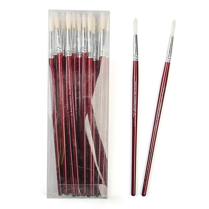 Кисть нейлон круглая №8 ручка лакированная коричневая 22см