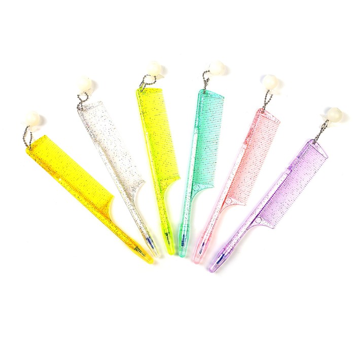 Ручка шариковая детская "Расческа-линейка" МИКС