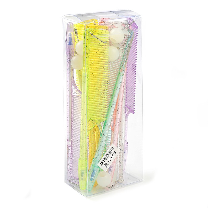 Ручка шариковая детская "Расческа-линейка" МИКС