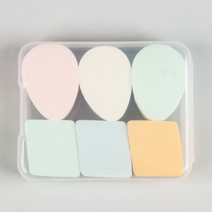 Набор спонжей для нанесения косметики "Лепестки, ромбы", 6шт, цвет МИКС