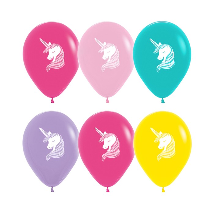Шар латексный 12" "Единорог", пастель, 2 ст, набор 12 шт., МИКС