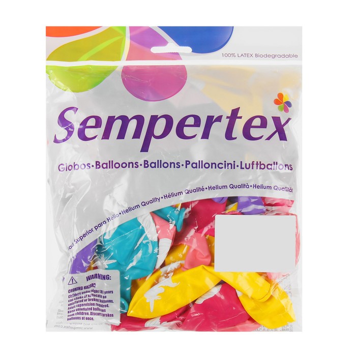 Шар латексный 12" "Единорог", пастель, 2 ст, набор 50 шт., МИКС