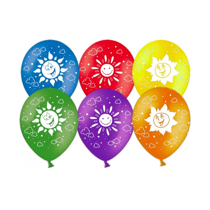Шар латексный 12" "Солнышко ассорти", пастель, 5 ст, набор 50 шт., МИКС