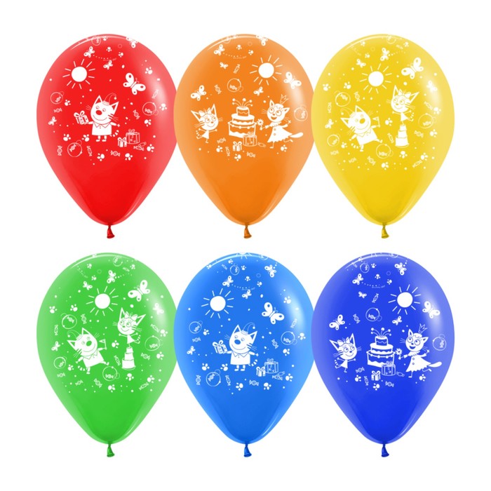 Шар латексный 12" "Три кота подарки ассорти", пастель, 5 ст, набор 50 шт., МИКС