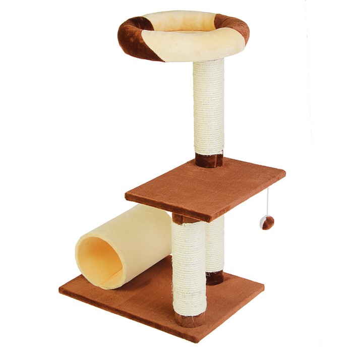 Комплекс с когтеточками, 55 х 40 х 92 см, искусственный мех/канат/сизаль