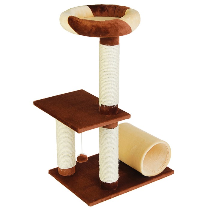 Комплекс с когтеточками, 55 х 40 х 92 см, искусственный мех/канат/сизаль