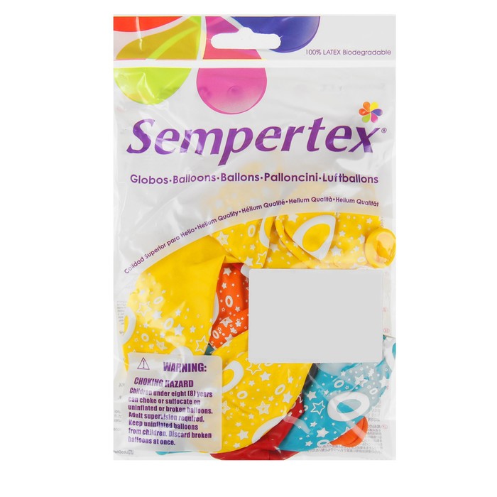 Шар латексный 12" "ЦИФРА 0 ассорти", пастель, 5 ст, набор 12 шт., МИКС