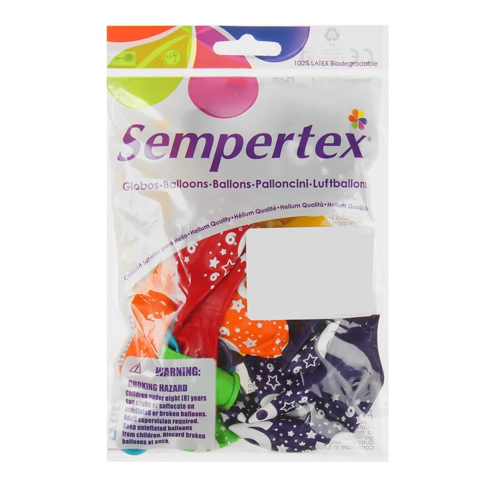 Шар латексный 12" "ЦИФРА 6 ассорти", пастель, 5 ст, набор 12 шт., МИКС