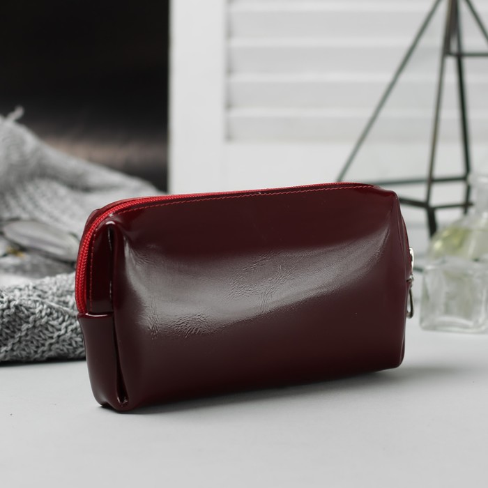 Косметичка дорожная, отдел на молнии, бордовый лак