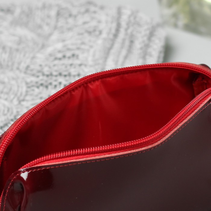 Косметичка дорожная, отдел на молнии, бордовый лак