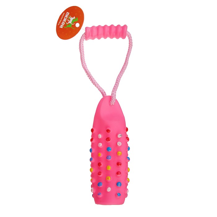 Игрушка для собак с пищалкой и ручкой на канате, 36 см, микс цветов