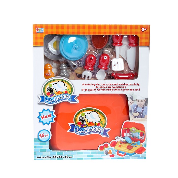 Игровой модуль «Мини-кухня» в чемодане, 15 предметов
