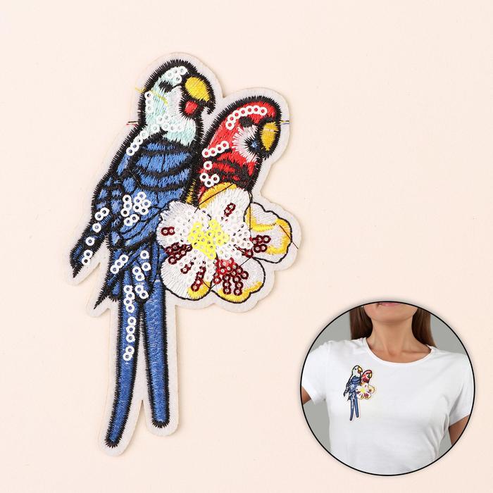 Термоаппликация "Попугаи", с пайетками, 13,5*8см