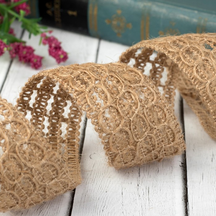 Лента холщовая "Круги", натуральная, 30мм, 5±1м