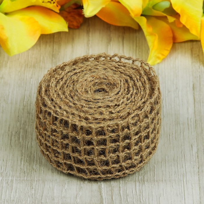 Лента холщовая "Решётка", натуральная, 45мм, 5±1м