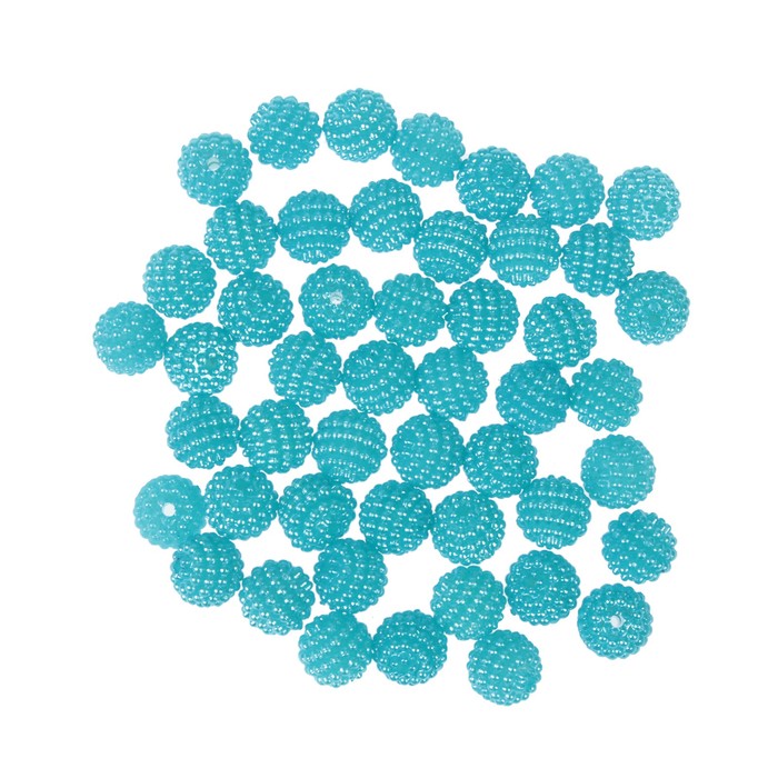 Набор бусин для творчества пластик "Ребристые" синий металлик d=1 см 20 гр