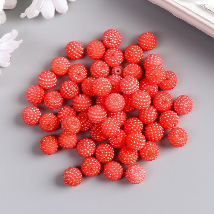 Набор бусин для творчества пластик "Ребристые" оранжевый металлик d=1 см 20 гр