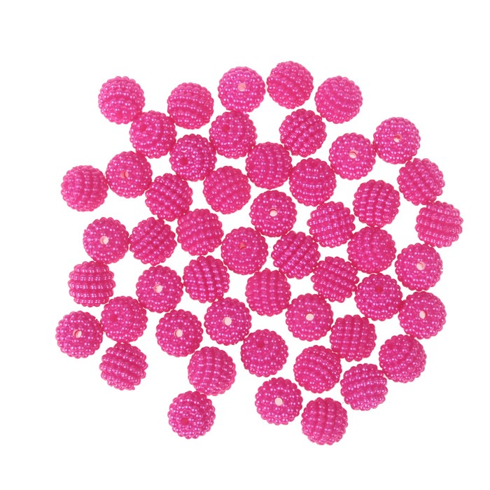 Набор бусин для творчества пластик "Ребристые" фуксия металлик d=1 см 20 гр