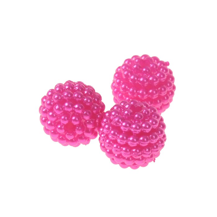 Набор бусин для творчества пластик "Ребристые" фуксия металлик d=1 см 20 гр