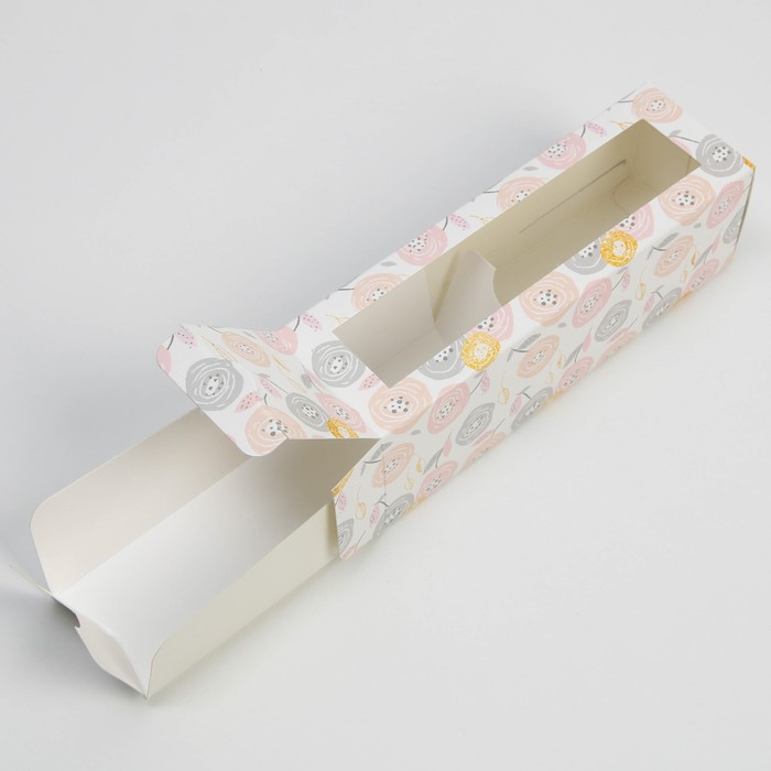 Коробочка для макарун «Цветочки», 18 х 5,5 х 5,5 см