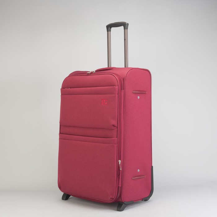 Чемодан большой с расширением, 28", 2 отдела на молнии, 2 наружных кармана, кодовый замок, 2 колеса, цвет красный