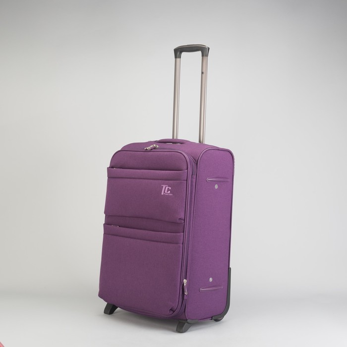 Чемодан средний с расширением 24", 2 отдела на молнии, 2 наружных кармана, кодовый замок, 2 колеса, цвет фиолетовый