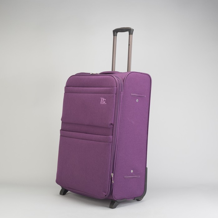 Чемодан большой с расширением, 28", 2 отдела на молнии, 2 наружных кармана, кодовый замок, 2 колеса, цвет фиолетовый