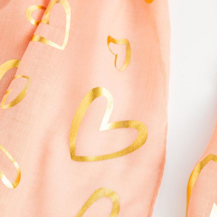 Палантин "Любовь", размер 48 х 180 см, цвет персиковый/золото