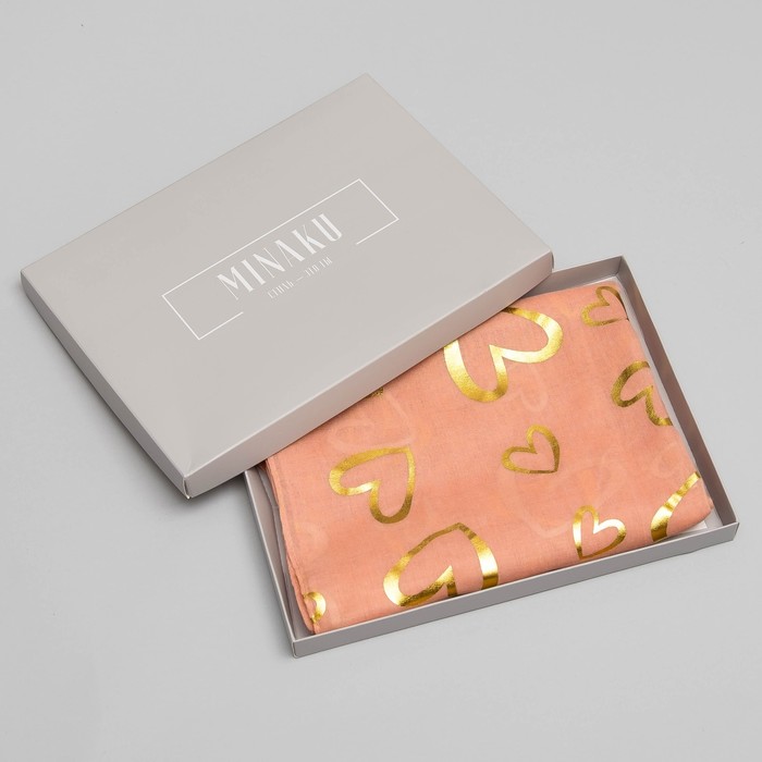 Палантин "Любовь", размер 48 х 180 см, цвет персиковый/золото