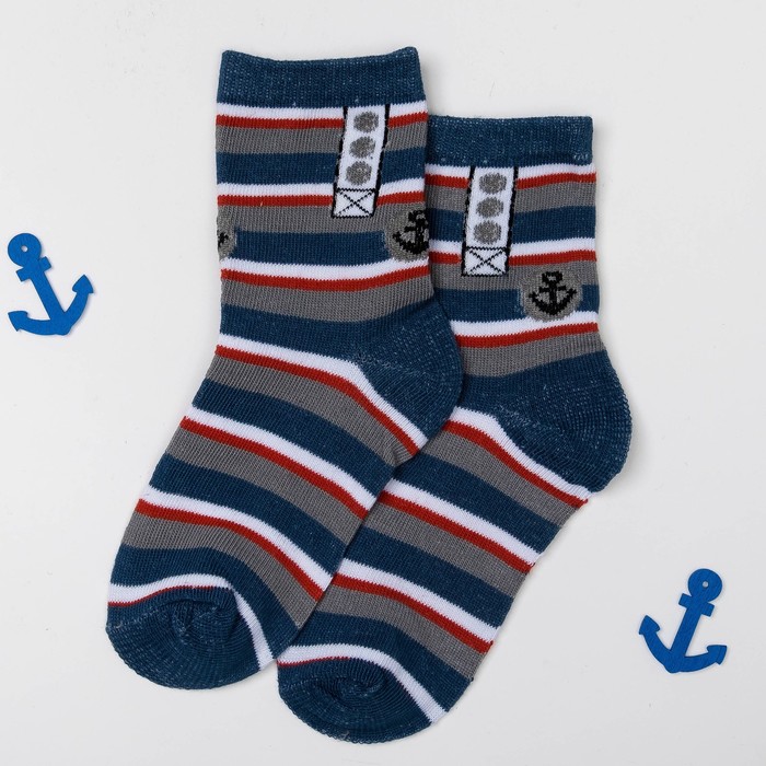 Носки детские Collorista "Якорь", размер 20 (размер произв. 12), цвет серый