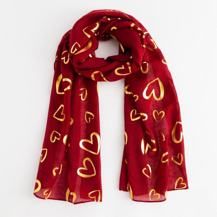 Палантин "Любовь", размер 48 х 180 см, цвет бордовый/золото