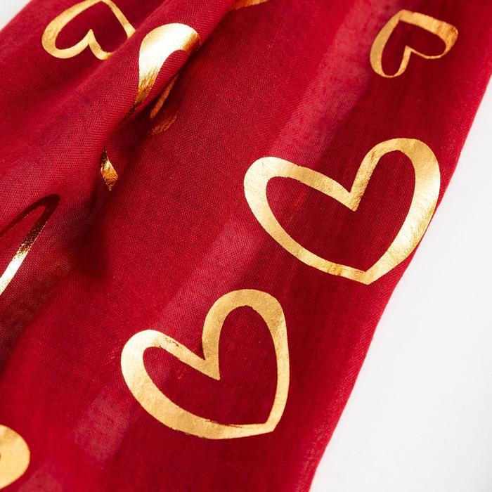 Палантин "Любовь", размер 48 х 180 см, цвет бордовый/золото