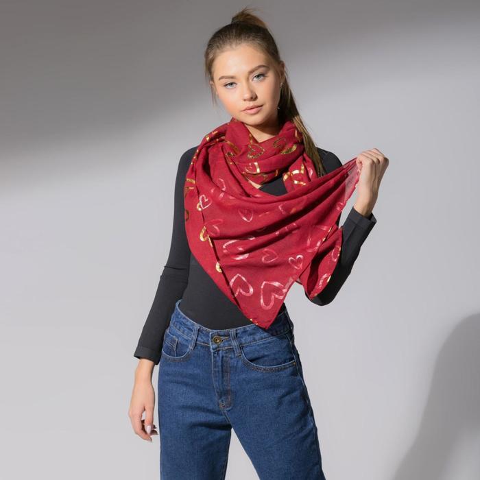 Палантин "Любовь", размер 48 х 180 см, цвет бордовый/золото