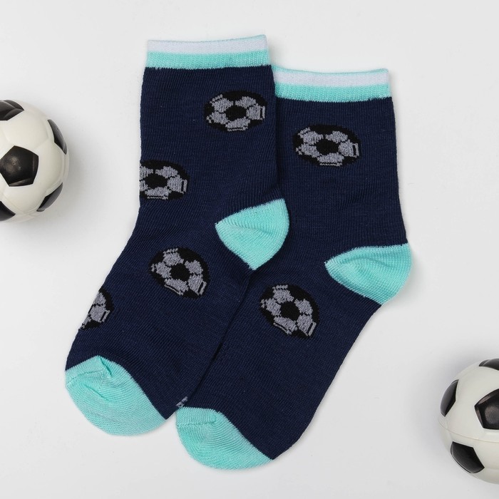 Носки детские Collorista "Футбол", размер 20 (размер произв. 12), вид 1, цвет тёмно-синий