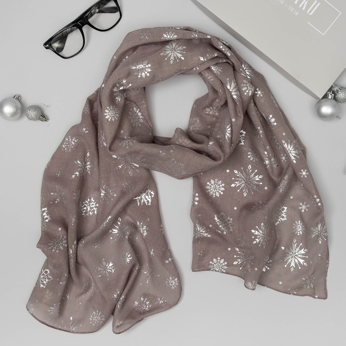 Палантин "Снежное настроение", размер 48 х 180 см, цвет серый/серебро