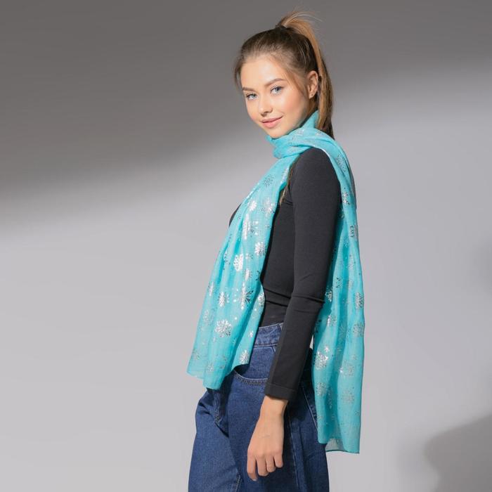 Палантин "Снежное настроение", размер 48 х 180 см, цвет голубой/серебро